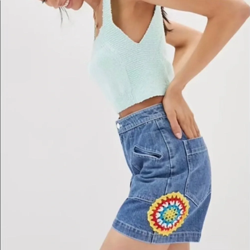 Anthropologie Shorts Carleen Crochet Denim Jean Shorts